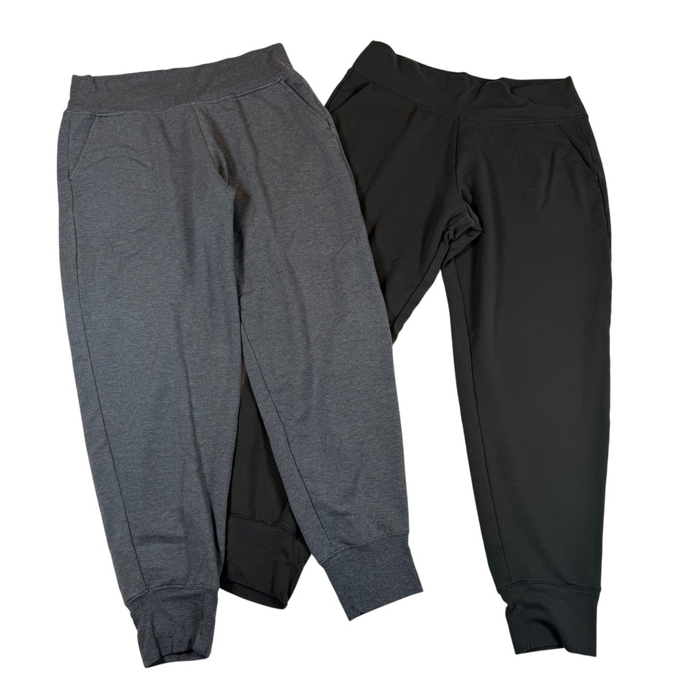 Athleta Coaster Luxe Joggers Bundle XL Tall Grey Greh Fleece Lounge Pants 2pk